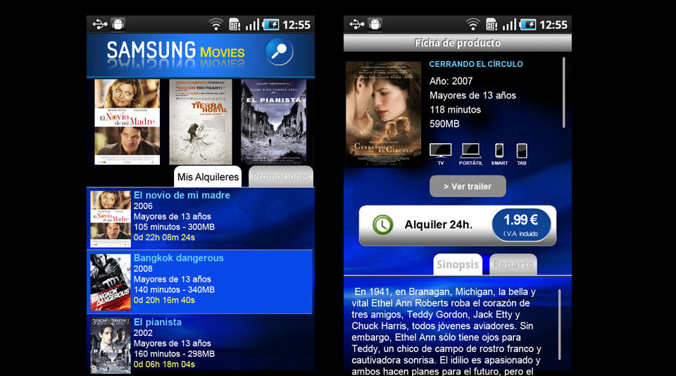 Aplicación smartphone para Samsung