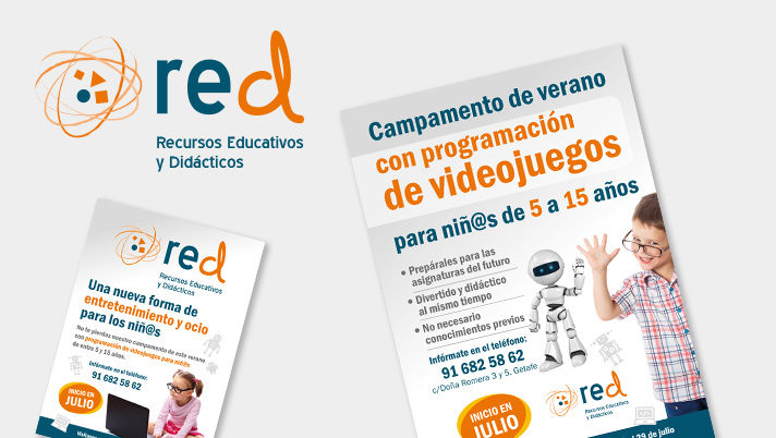 Diseño de logotipo, flyers publicitarios y vinilos para Red de Recursos Educativos